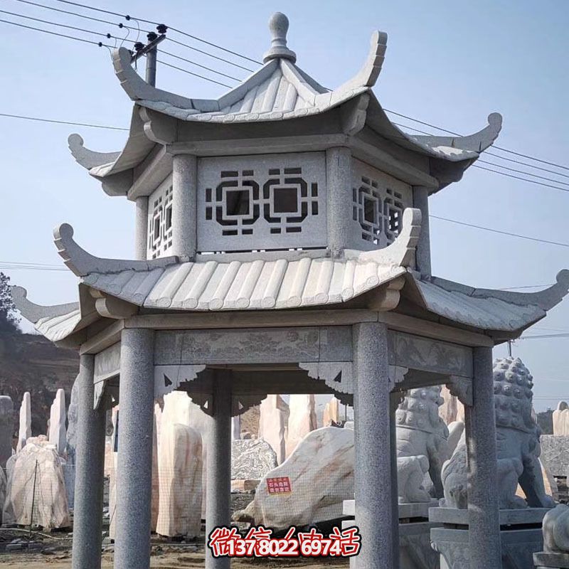 雙層仿古建涼亭，裝點花園、廣場，增添雕塑藝術(shù)氣息