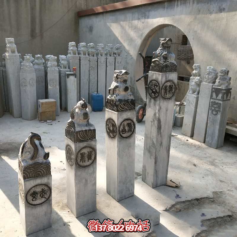 四神馬柱拴，融匯大理石精致雕塑，為園林景觀裝點(diǎn)增添濃濃韻味