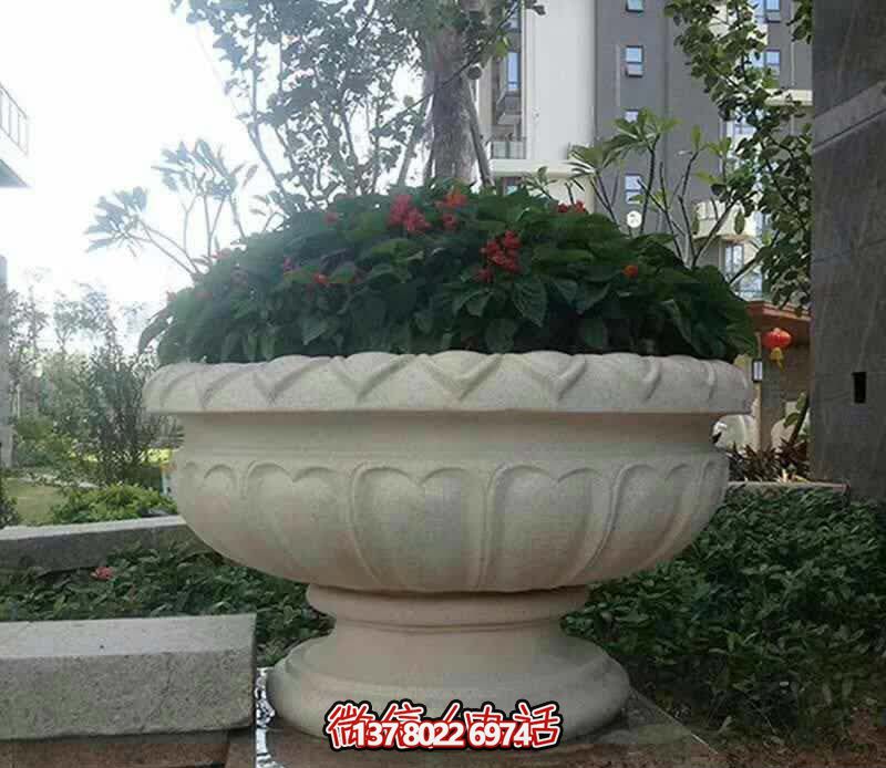 精美巨型大理石石雕花盆雕塑，讓你的別墅街道更加精彩