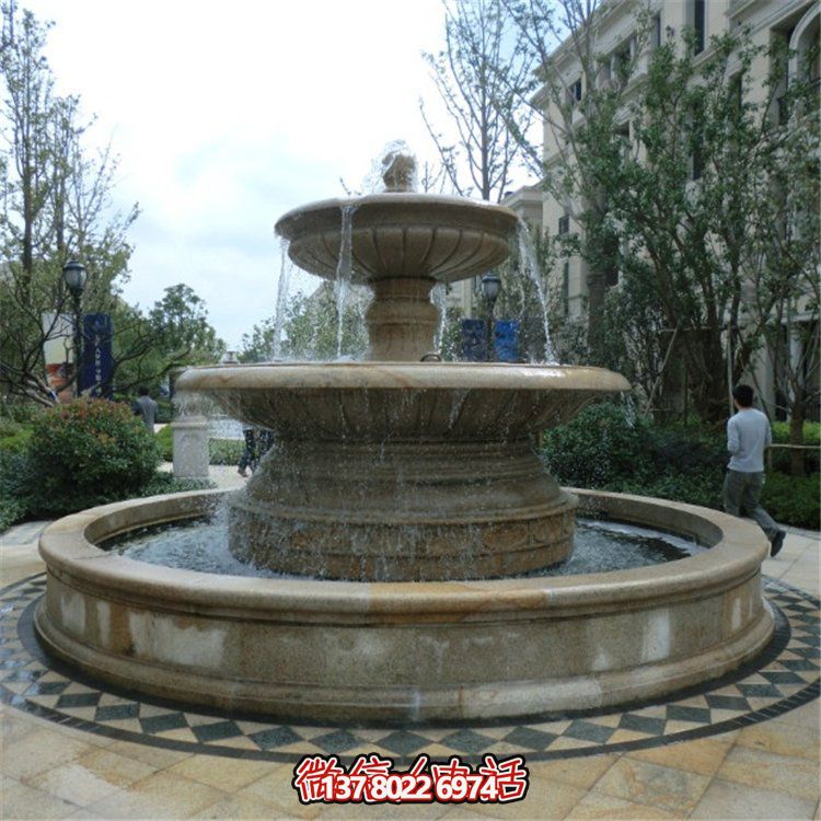 歐式雙層大理石流水噴泉，為小區(qū)增添高貴氣質(zhì)