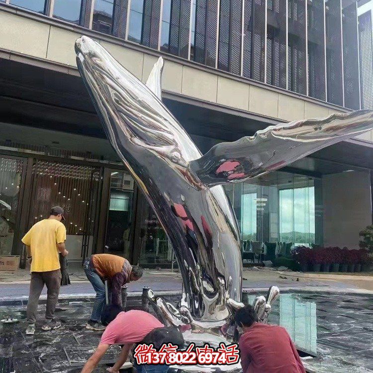 大型不銹鋼鏤空魚類擺件，為戶外水景商場售樓部裝飾