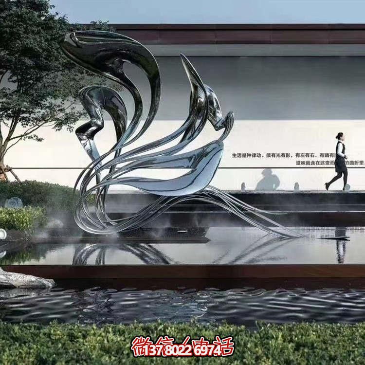 大型不銹鋼抽象雕塑，現(xiàn)代水景景觀創(chuàng)意裝飾