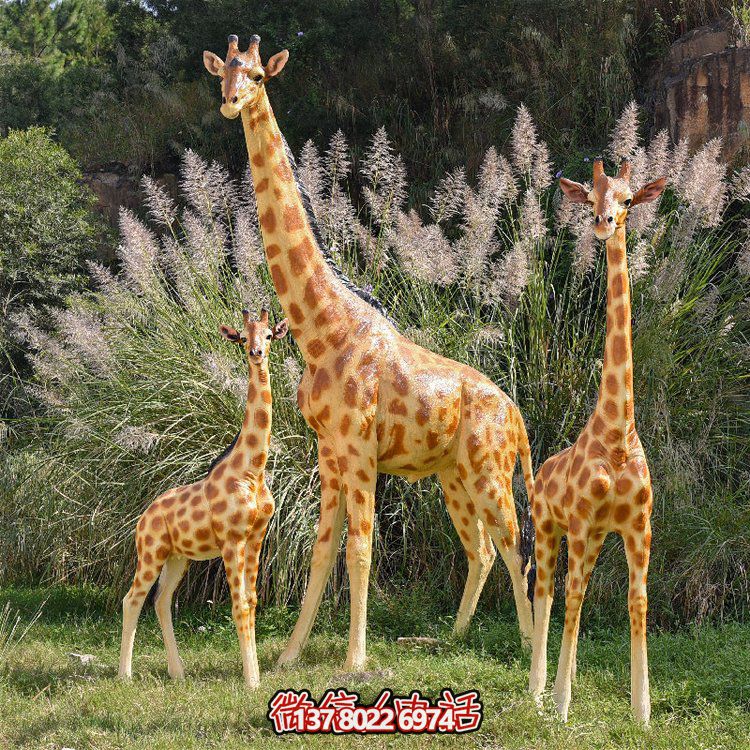玻璃鋼彩繪大型仿真長頸鹿，為動物園、園林添彩