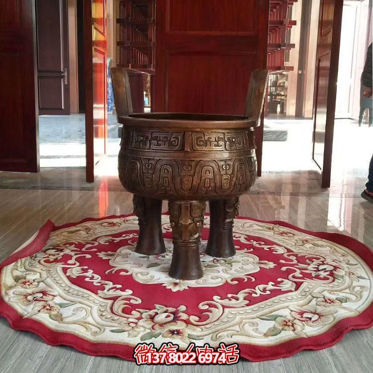 純銅鼎仿古香爐擺件，圓潤家居裝飾