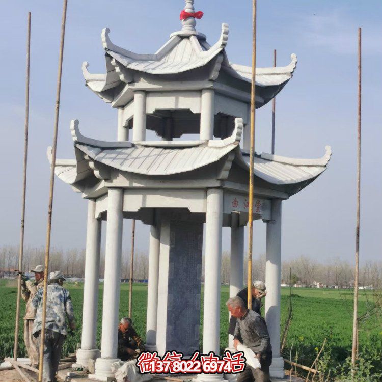 雙層大理石石雕涼亭，點綴家園，打造美麗園林景觀