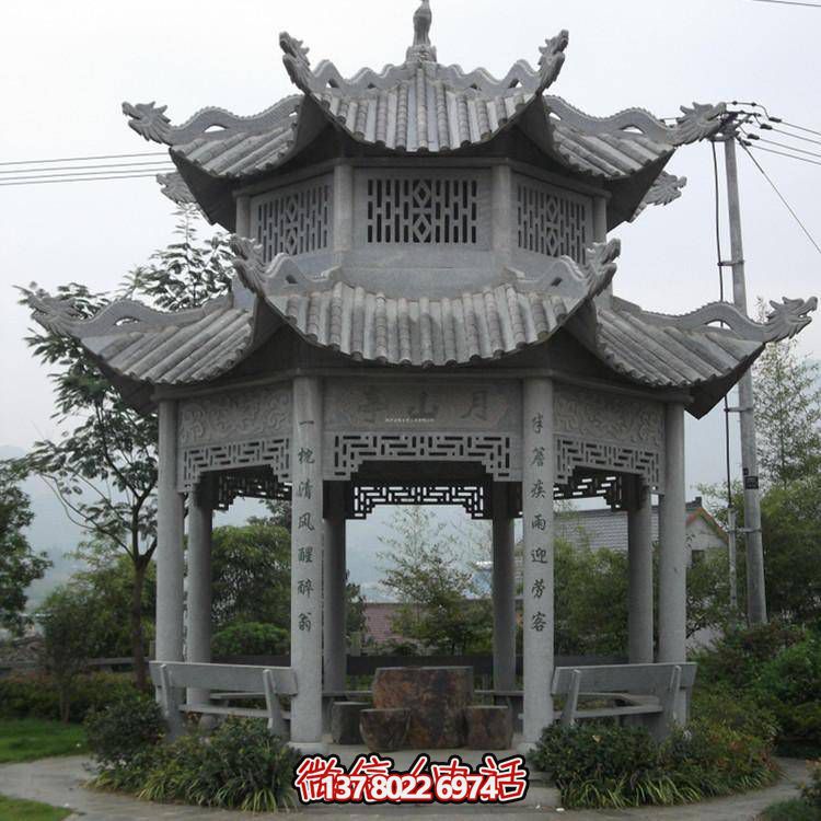 仿古青石涼亭，美觀大方，雕塑精美