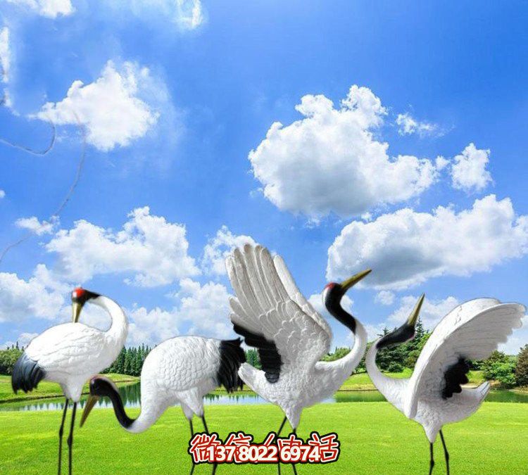 仙鶴彩繪玻璃雕塑，一次欣賞美麗風景