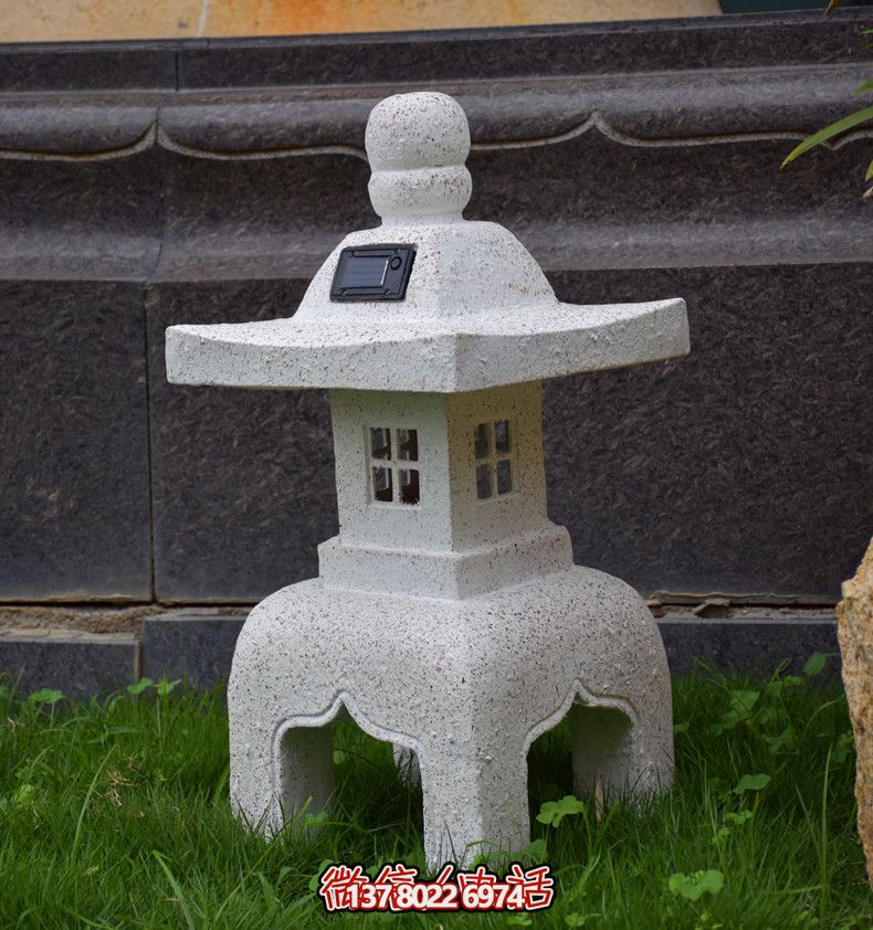 太陽(yáng)能石燈，復(fù)古中式裝飾戶外景觀燈