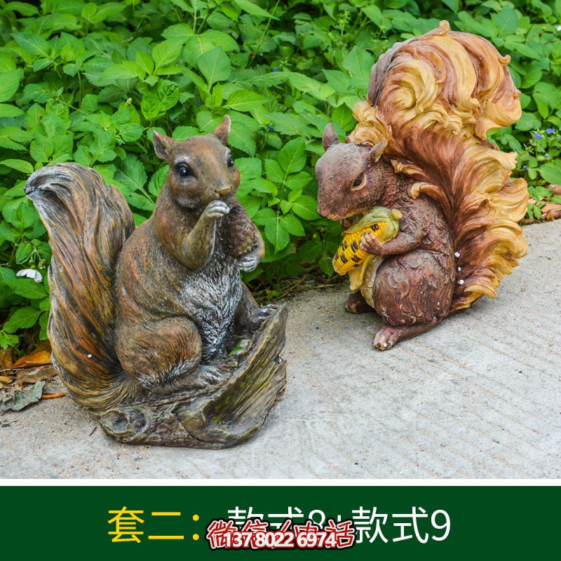 景區(qū)松鼠雕塑，玻璃鋼玻璃玉米抱松子