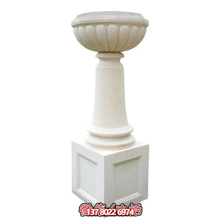白砂巖石雕花盆，精美偶見(jiàn)