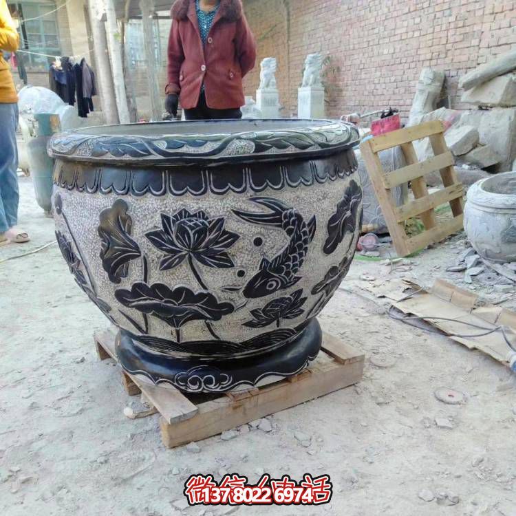 天然石頭缸，仿古雕刻，裝點家園