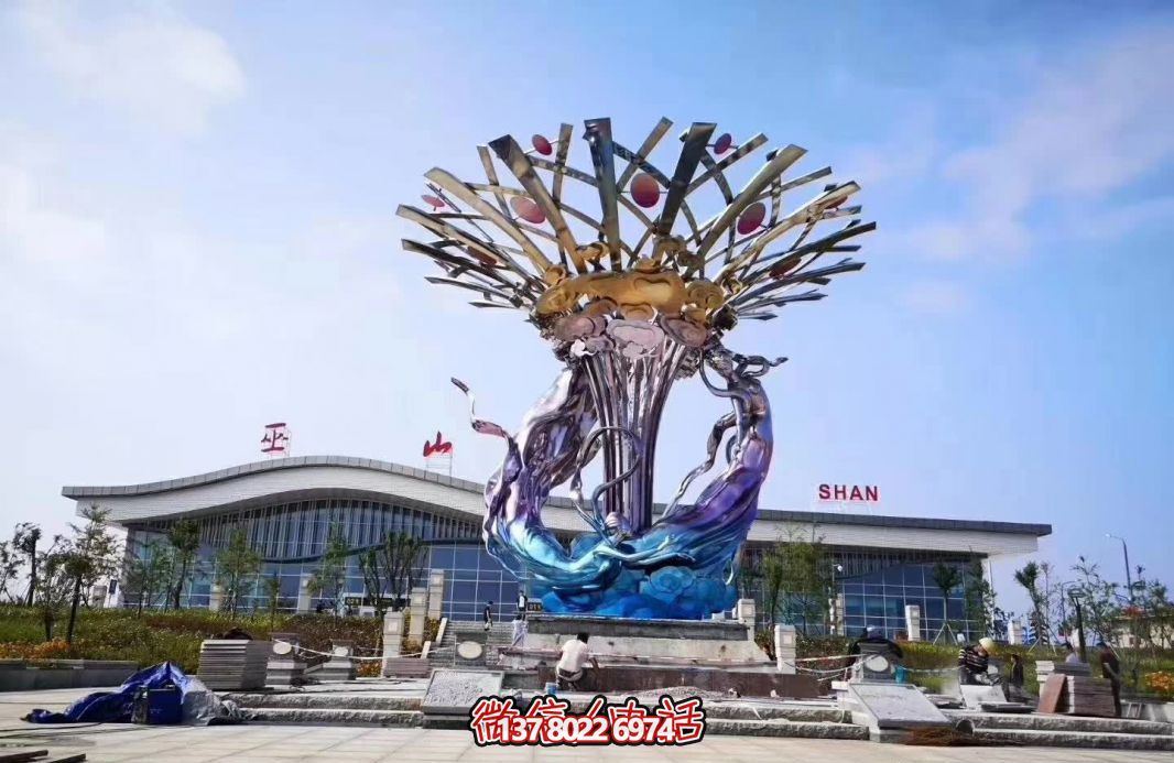 玻璃鋼美人魚雕塑，給廣場帶來彩繪跳舞美景