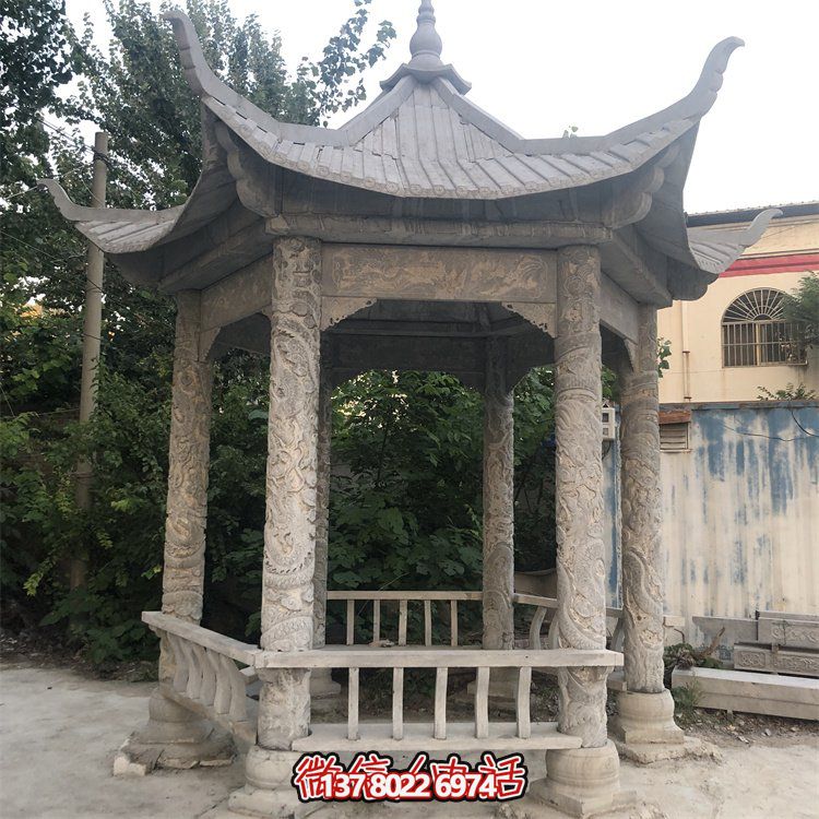 中式仿古建筑青石石亭，為您的園林戶外擺放帶來古典美