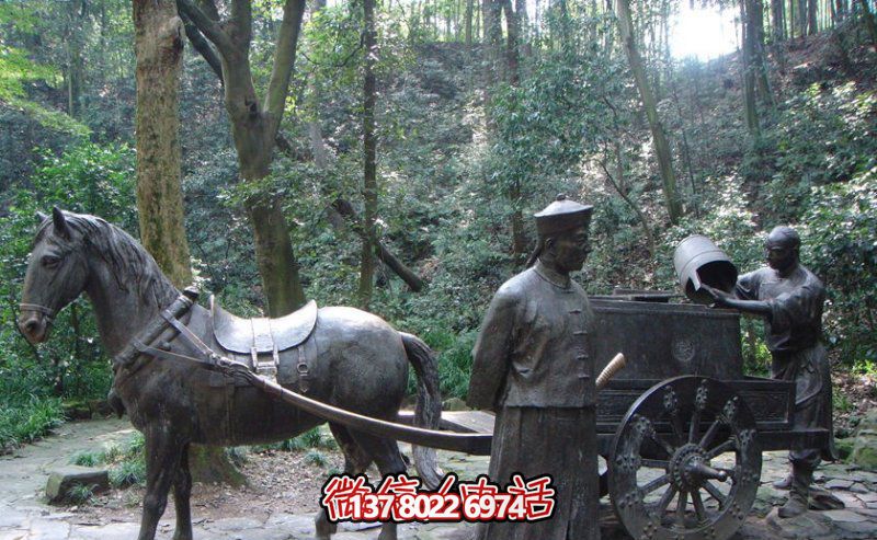 仿古青銅馬車雕塑，為景區(qū)商業(yè)街增添古典風(fēng)情
